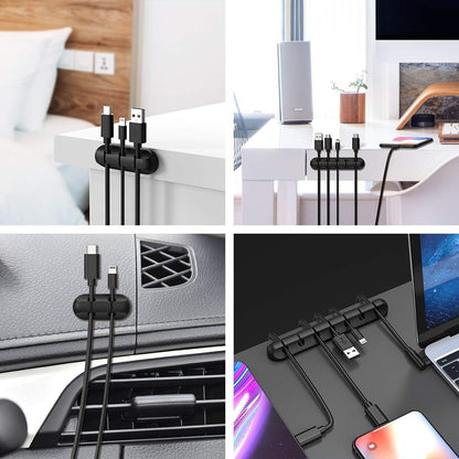 Generic-Cable Organizer Clips (3-Pack), Cord Management Adhesive Silicone Wire Holders for Desk, Car & Home Office - Cable Tidy for USB, Charging & Computer Cables - Black