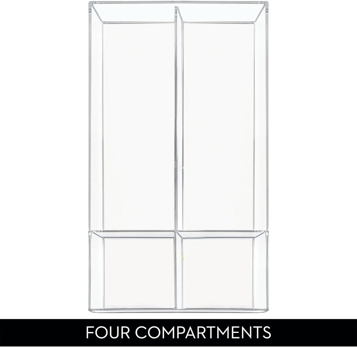 iDesign Clarity Plastic Divided Drawer Organizer, Storage Container for Vanity, Bathroom, Kitchen Drawers, 8" x 16" x 2", Clear,40850