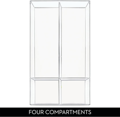 iDesign Clarity Plastic Divided Drawer Organizer, Storage Container for Vanity, Bathroom, Kitchen Drawers, 8" x 16" x 2", Clear,40850