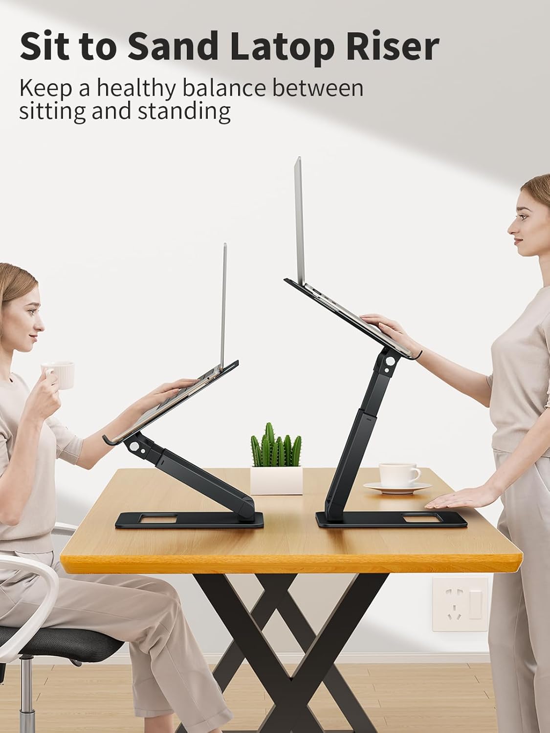 tounee Laptop Stand for Desk Adjustable Height, Telescopic Computer Stand with Pull Out Design Ergonomic Laptop Riser Fits All Laptops 10-17"-Silver