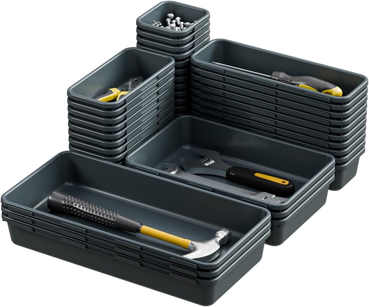 BYCY Office Drawer Organizers Bins Junk Drawer Organizers Tray Storage Dividers for Office Desk Dress Makeup (13pcs 2Size)