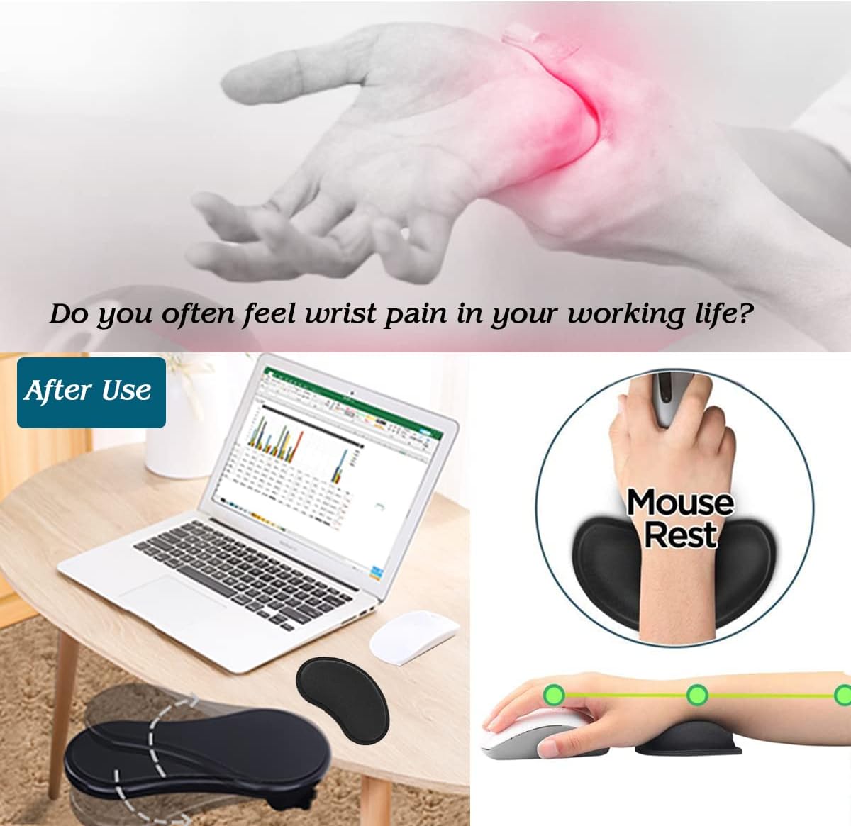 Armrest Support,Keyboard Wrist Rest Pad,with Mouse Wrist Cushion Support for Office Adjustable Wrist Rest Extender,Wrist Support Pads for Keyboard and Mouse Ergonomic Design Arm Rest Pad
