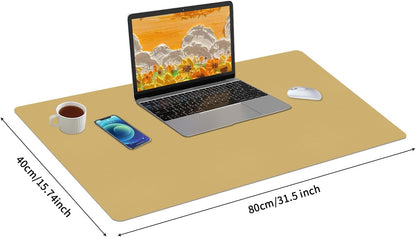 Bloss Leather Desk Pad and Keyboard Wrist Rest, Large Mouse Pad + Keyboard Pad+Mouse Wrist Support, Non-Slip Desk Mat Protector for Office, Home(31.5×15.7 Inches,Beige)