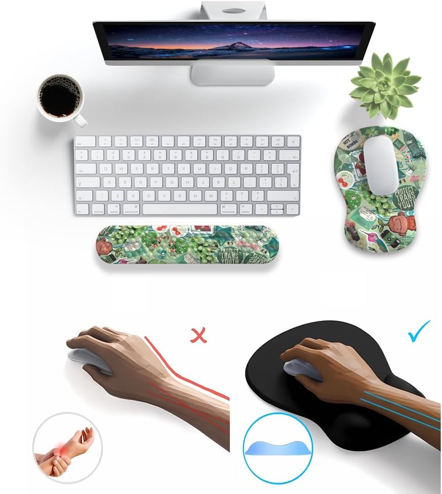 Ghost Book Mousepad with Wrist Rest Halloween Computer Keyboard Mouse Pad Black Cute, Mouse Pad with Wrist Rest for Computer Keyboard, 2 In1 Mousepad with Wrist Support Easy Typing&Relieve Wrist Pai