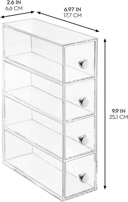 iDesign 36560EU 4-Drawer Vanity/Cosmetic Organizer, Set of 1, Clear