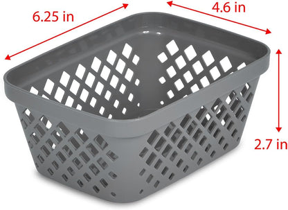 Glad Plastic Storage Basket Set - Multipurpose Drawer Trays, Kitchen Pantry Containers, and Bathroom Bins - 6 Pack Medium Organizers, Grey