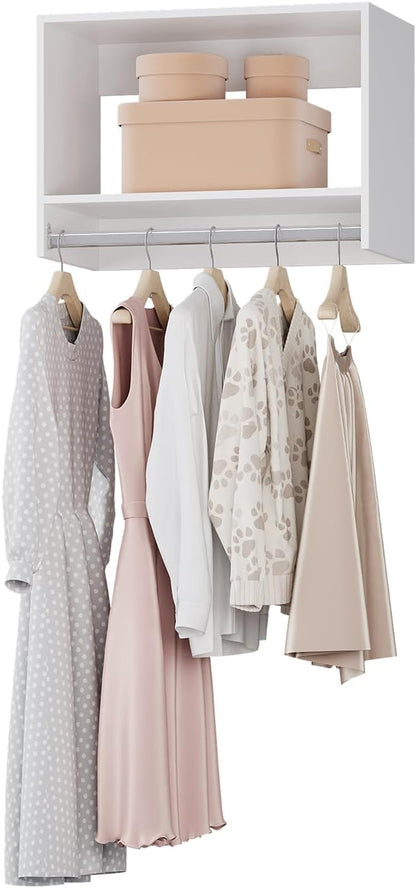 4-Drawer Stackable Storage Organizer Unit for Closet, Modular Wood Closet Storage Bins with Drawers, Closet She-lf Organizer Basket for Hanging Clothes, Wood, 25.5"W