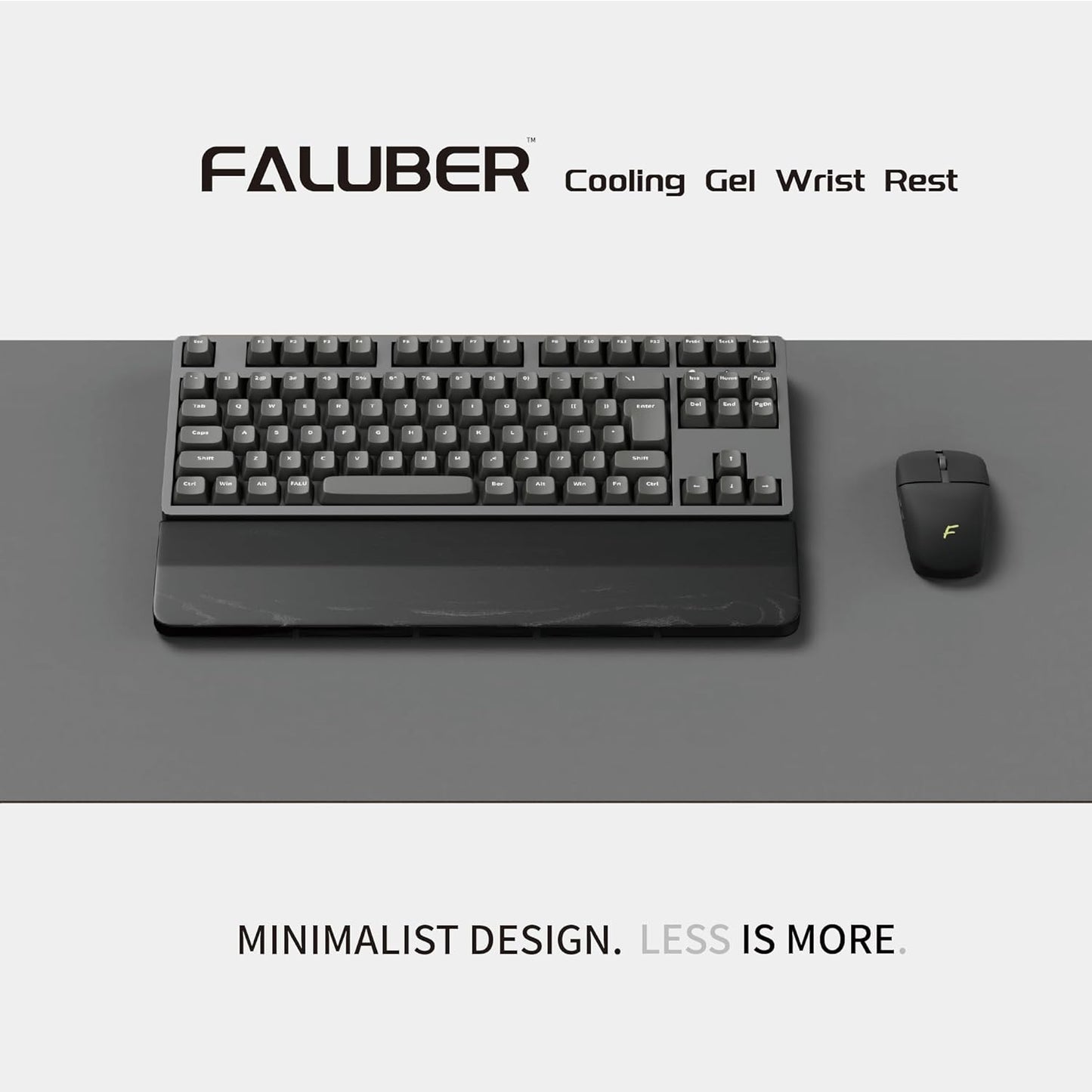 Faluber Wooden Wrist Rest, 14.3-inch Length and 20mm Thickness for Tenkeyless Keyboard, Walnut Wood Palm Rest, Ergonomic Design for Mechanical Gaming Keyboard, Stain Resistant (Medium, Walnut Wood)
