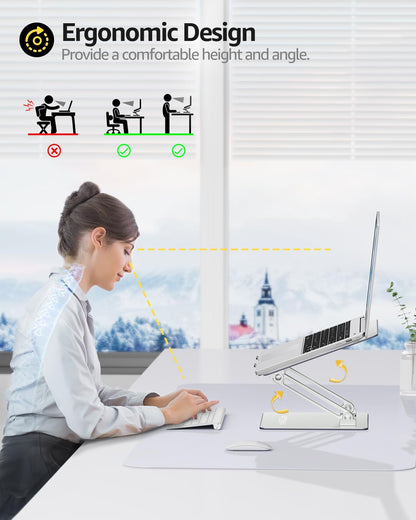 Urmust Adjustable Laptop Stand for Desk Aluminum Computer Stand for Laptop Riser Holder Notebook Stand Compatible with MacBook Air Pro Ultrabook All Laptops 11-17 inch (Black)