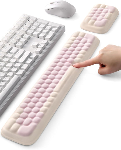 Meatanty Keyboard and Mouse Wrist Rest Set, Computer Wrist Pad Support, Ergonomic Keypad Hand Rest Combo, Memory Foam Typing Desk Accessory Carpal Tunnel Cushion, Laptop Office Home School Women Cute