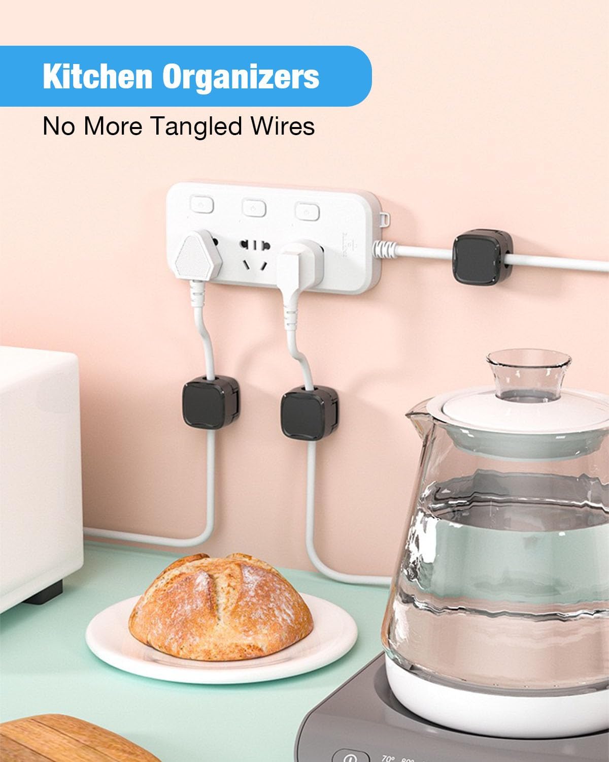 8 Pack Magnetic Cable Clips, Adjustable Magnetic Cord Organizer, Adhesive Magnetic Cord Holder for Desk, Home, Office, Car, Nightstand