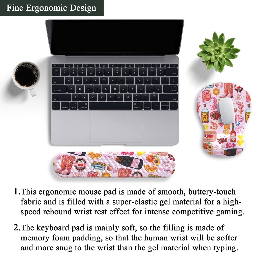Ghost Book Mousepad with Wrist Rest Halloween Computer Keyboard Mouse Pad Black Cute, Mouse Pad with Wrist Rest for Computer Keyboard, 2 In1 Mousepad with Wrist Support Easy Typing&Relieve Wrist Pai