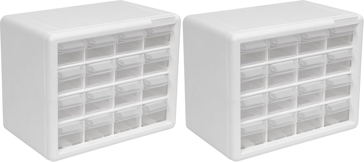 Akro-Mils 24-Drawer Plastic Drawer Storage Cabinet for Garage Organization, Bead Organizer, Building Bricks Storage, Teacher Toolbox, Makeup Organizer, 20" W x 6" D x 16" H, 10124 Black