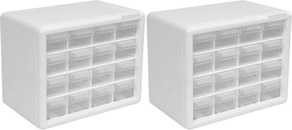 Akro-Mils 24-Drawer Plastic Drawer Storage Cabinet for Garage Organization, Bead Organizer, Building Bricks Storage, Teacher Toolbox, Makeup Organizer, 20" W x 6" D x 16" H, 10124 Black