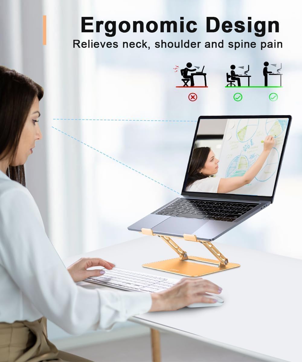 Aoviho Adjustable Laptop Stand for Desk,Portable Laptop Stand Holder and Riser,Foldable Aluminum Notebook Computer Stands for MacBook Air Pro HP Lenovo Dell Samsung Chromebook, 10-15.6 inch, Purple