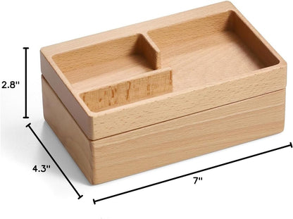 Valet Tray Box, Walnut Wooden Storage Box, Office Desk Daily Supplies Organizer