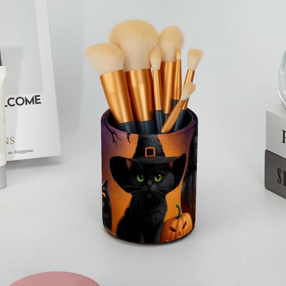 Leather Pen Holder for Desk, Love Cherry Pencil Organizer Pencil Cup Desk Decor Makeup Brush Holder Multifunctional Office Supplies for Home,Office, School