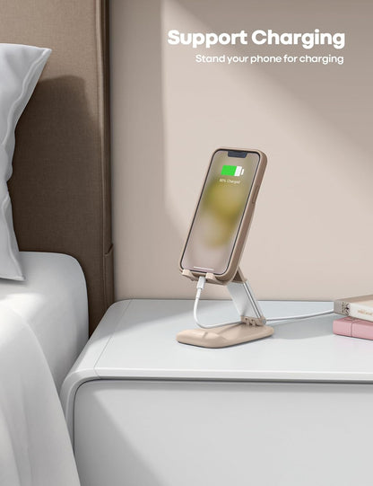 Lamicall Cell Phone Stand for Desk - [Height Adjustable] Foldable Mobile Phone Holder, Portable Stand for iPhone 17 16 15 14 13 12 11 Pro Max Plus Air, Galaxy S25, Office Gift Mothers Day Accessories