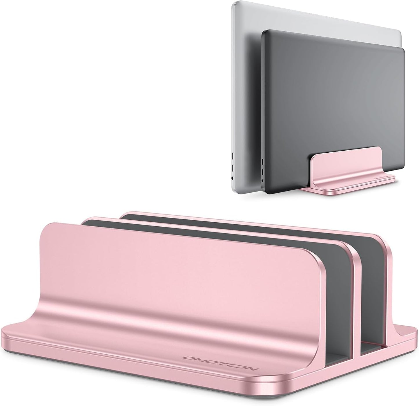 OMOTON Vertical Laptop Stand [Updated 3-Slots Version], Desktop Aluminum Mac Book Stand with Adjustable Dock Size, Fits All Mac Book, Chrome Book and Gaming Laptops (Up to 17.3 inch), Starlight