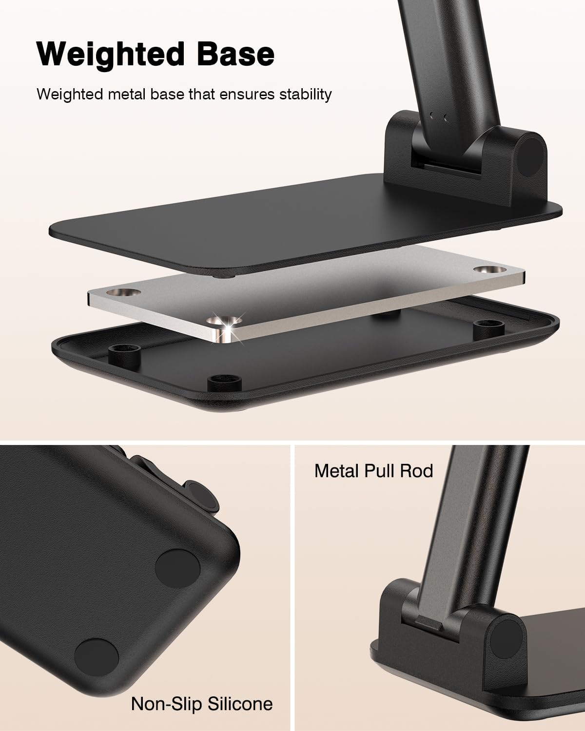 Yoozon 𝟐𝟎𝟐𝟓 𝐔𝐩𝐠𝐫𝐚𝐝𝐞𝐝 Cell Phone Stand for Desk, Adjustable Foldable Phone Holder, Portable Cellphone Stands for All Smart Phones for Switch, Office Desk Accessories