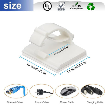 Adhesive Cable Holder Management Wire Clips 50 Pcs Black，Suitable for Cables with a Diameter of ≤ 6mm in Cars, Houses, and Offices
