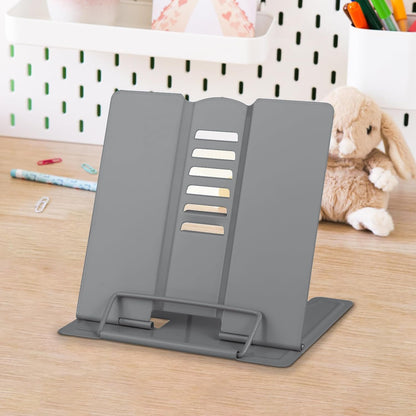 Honagu Small Book Stand Book Holder Metal Desk Stand for Reading Hands Free, Adjustable Cookbook Documents Holder, Portable for Music Books, Textbook, Recipe, Tablet, Ipad, Great Gifts (White)