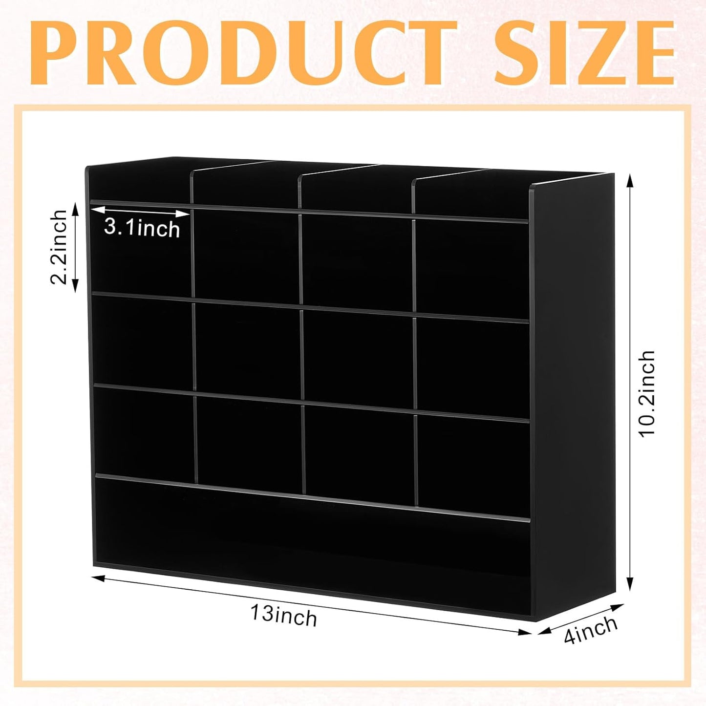MotiMind Acrylic Pen Organizer Storage for 250 Markers Vertical Marker Organizer Acrylic Pen Display Holder for Office Desk Desktop Stationery Pencil Storage, Clear, 13 x 4 x 12.4 Inch