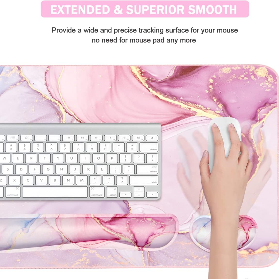 4-in-1 Large Gaming Mouse Pad, Keyboard Wrist Rest Pad & Wrist Support Mousepad Set, Extended Desk Pad Waterproof Desk Mat for Home Office Study Game-Black