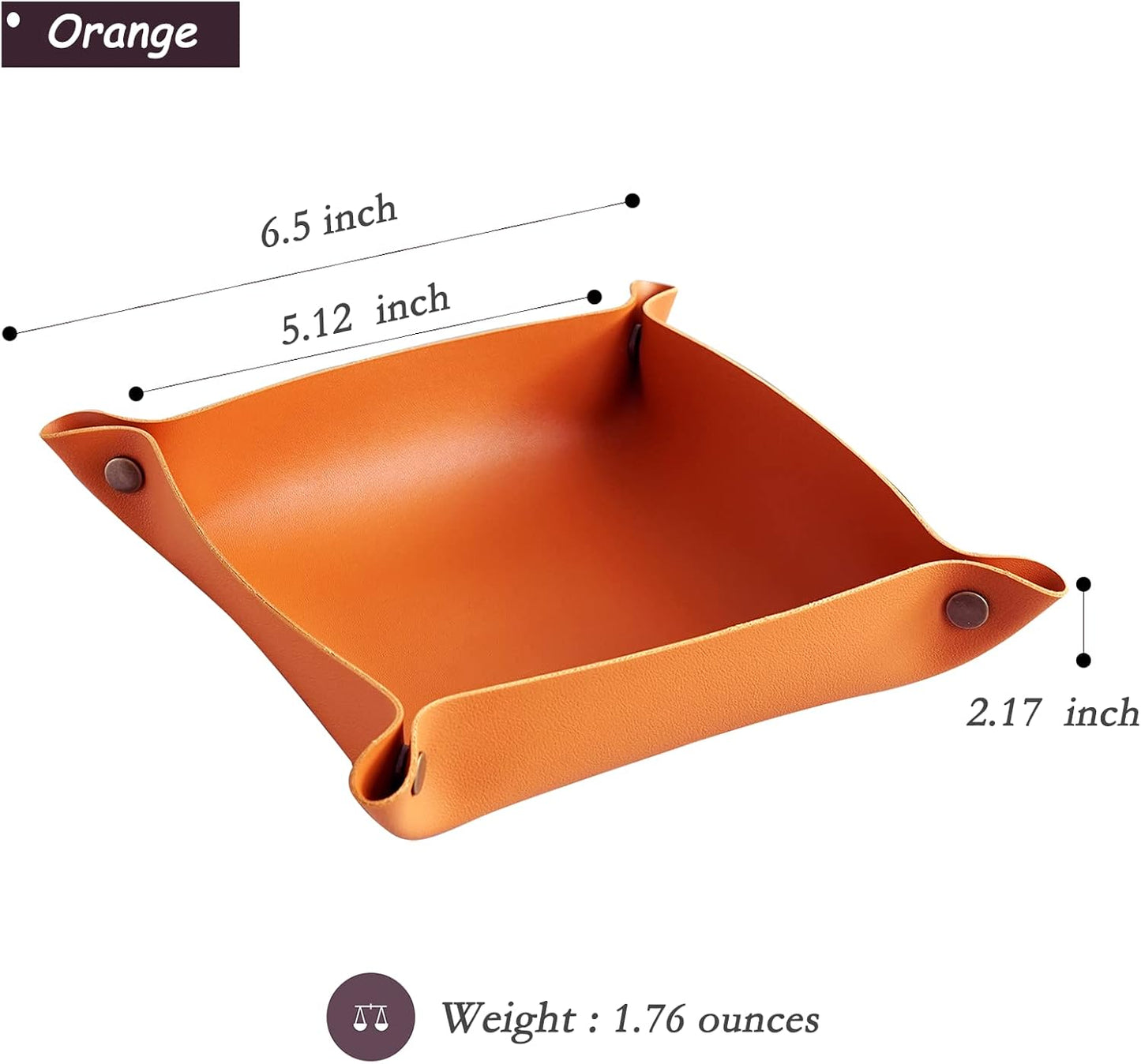 Leather Valet Tray, Small Catchall Tray, Desktop Storage Organizer, EDC Dump Tray for Key, Phone, Jewelry, Wallet, Coin, Watch (Khaki-S)