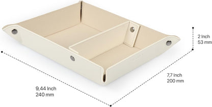 Londo Leather Tray Organizer - Practical Lightweight Water Resistant Computer Table Desk Storage Box for Wallets, Watches, Keys, Coins, Cell Phones and Office Equipment