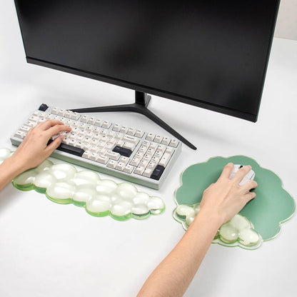 Gel Wrist Rest and Cloud Mouse Pad Support for Keyboard and Mouse - Ergonomic Pink Keyboard Wrist Pad Set for Typing Pain Relief/Computer/Laptop/Gaming/Home/Office (Cloud Shape, Gradient Blue Pink)