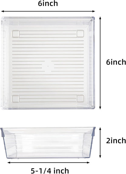 4 Pack 12"x 6" Large Size Clear Plastic Desk Drawer Organizer Tray Bathroom Office Kitchen Utensils Silverware Gadgets Dividers Desk Drawer Storage Bins Container for Dresser Cosmetic Makeup
