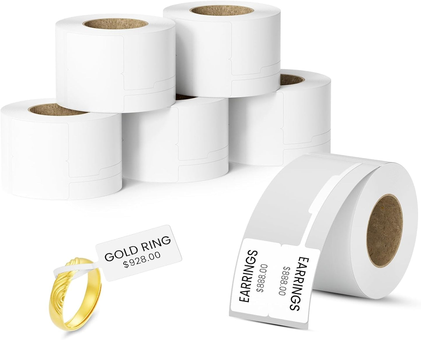 Clabel Printable White Cable Labels 6 Rolls of Thermal Self-Adhesive Paper Labels Tape, 25x78mm (1"x3") 100 Sheets Per Roll, Black Print on White Sticker Tags Durable