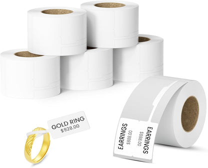 Clabel Printable White Cable Labels 6 Rolls of Thermal Self-Adhesive Paper Labels Tape, 25x78mm (1"x3") 100 Sheets Per Roll, Black Print on White Sticker Tags Durable