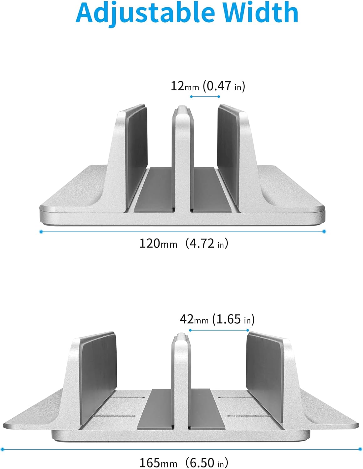 JARLINK Vertical Laptop Stand, Aluminum Laptop Holder Desktop Stand with Adjustable Dock Size (up to 17.3 inches) Compatible with All MacBook/Surface/Dell/Gaming Laptops (Silver)