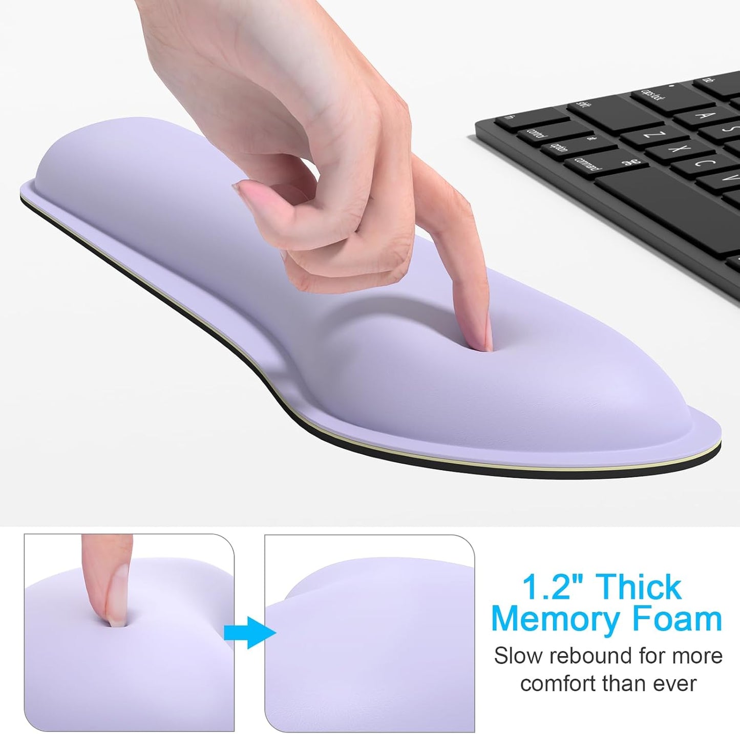 Dapesuom Keyboard Wrist Rest Set, Cute PU Leather Wrist Cushion for Computer Keyboard and Mousepad, Memory Foam Mouse Pad Rests Support with Non-Slip Base for Typing Pain Relief Laptop, Colonial White