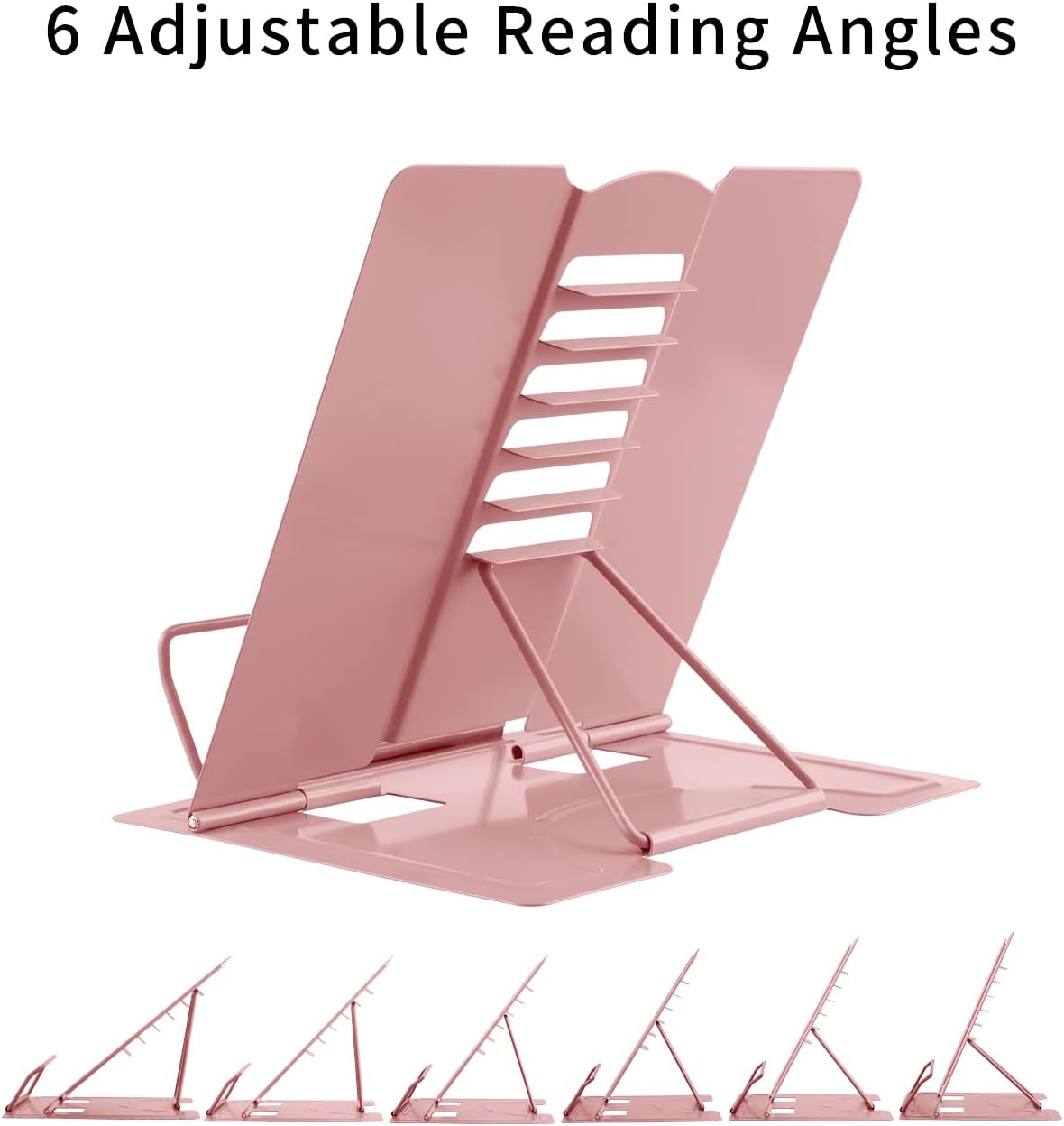 MSDADA Desk Book Stand Metal Reading Rest Book Holder Adjustable Cookbook Documents Holder for Recipes Textbooks Tablet Music Books, Mom Gifts, Gifts for Grandma Mom Mothers Day(Light Purple)