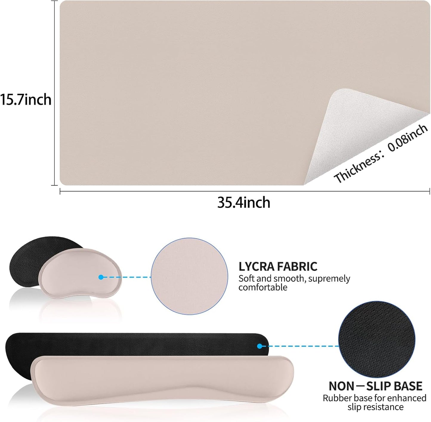 Wrist Rest for Computer Keyboard and Mouse, Ergonomic Design Wrist Support Pad for Keyboard, Soft Memory Foam Desk Pads Support Hand and Arm Easy Typing Pain Relief, 2 Piece Pad, Cream Pink