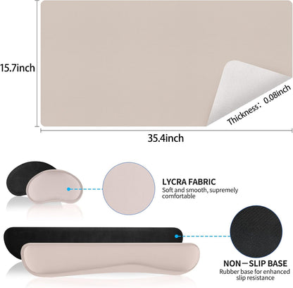 Wrist Rest for Computer Keyboard and Mouse, Ergonomic Design Wrist Support Pad for Keyboard, Soft Memory Foam Desk Pads Support Hand and Arm Easy Typing Pain Relief, 2 Piece Pad, Cream Pink