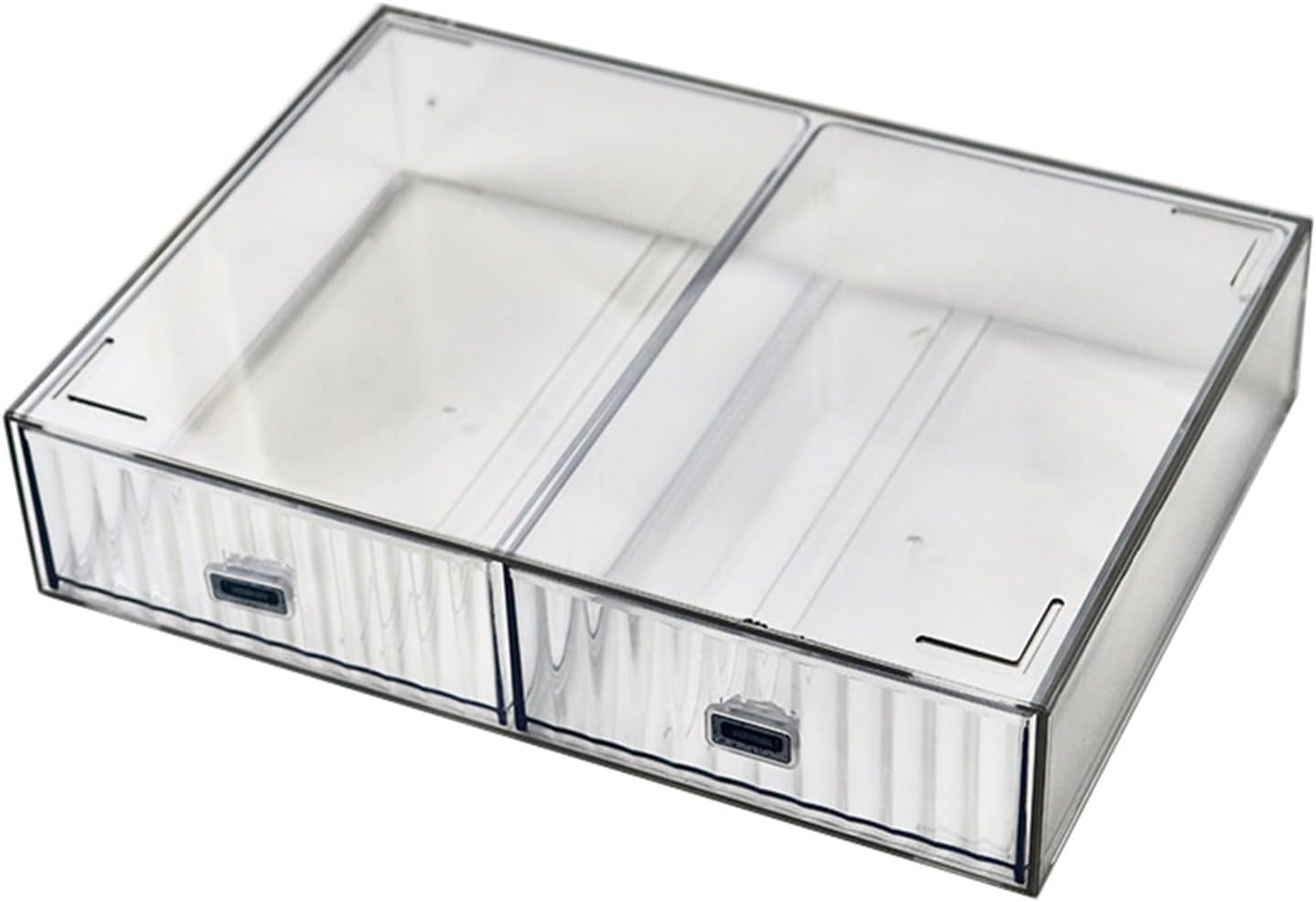Desk Drawer Organizer, Stackable Plastic Storage Drawer, Grocery Organizer For Stationery/Office Supplies (Blue, 3 Compartment)