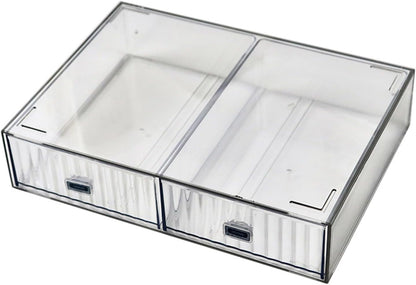 Desk Drawer Organizer, Stackable Plastic Storage Drawer, Grocery Organizer For Stationery/Office Supplies (Blue, 3 Compartment)