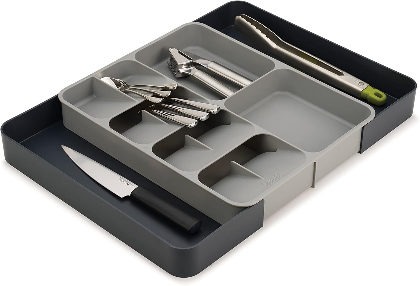 Joseph Joseph DrawerStore Compact Utensil Organizer For Kitchen Drawer Silverware, Flatware Tray, Small, Grey