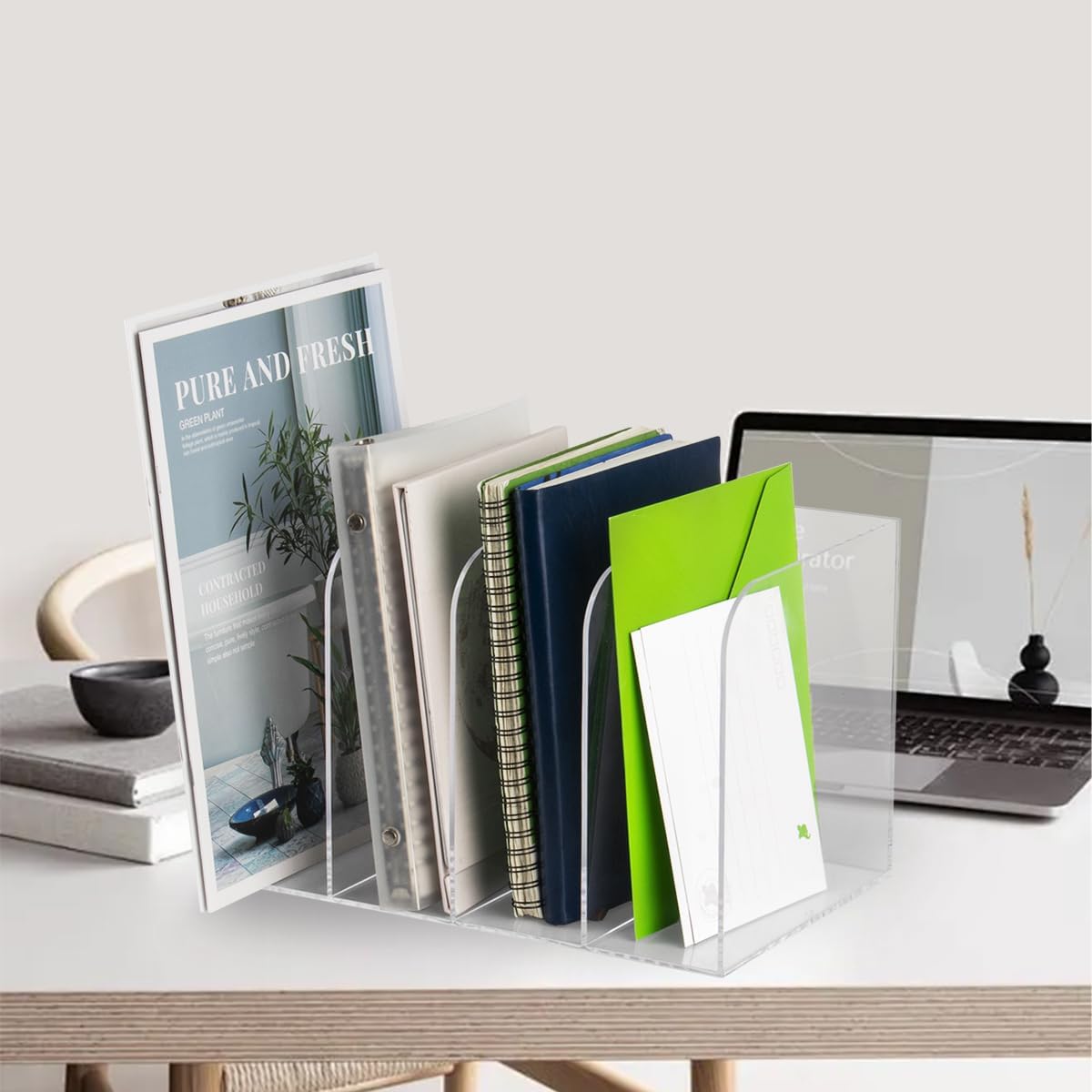 Jumyee Clear Acrylic File Folder Organizer with Handle – Portable Hanging File Box for Letter/A4, See-Through Desktop File Storage for Home Office School (No Folders Included)