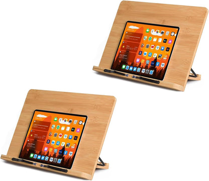 Adjustable Book Stand, Stable and Lightweight Wooden Textbook Holder Stand, Bible/Recipe/Pad/Reading/Cooking Book Tray