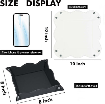 Valet Tray for Men Women 2 Pack - PU Leather Travel Catchall Tray Organizer - Desk Bedside Nightstand Storage Box for Jewelry Key Phone Remote Controller Wallet Watch Glasses Readers -White