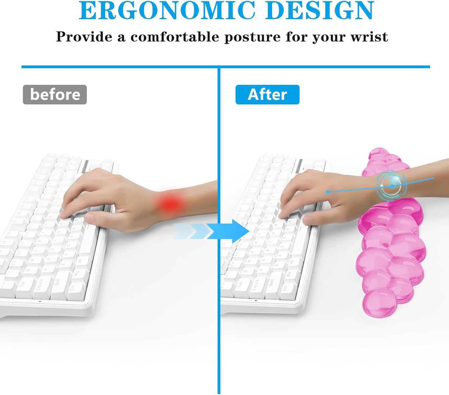 Gel Cloud Keyboard and Mouse Wrist Rest, Cute Wrist Support and Arm Support Keyboard Rest for Keyboard and Mouse Typing Pain Relief，Suitable for Office/Computer/Laptop/Gaming (Pink)