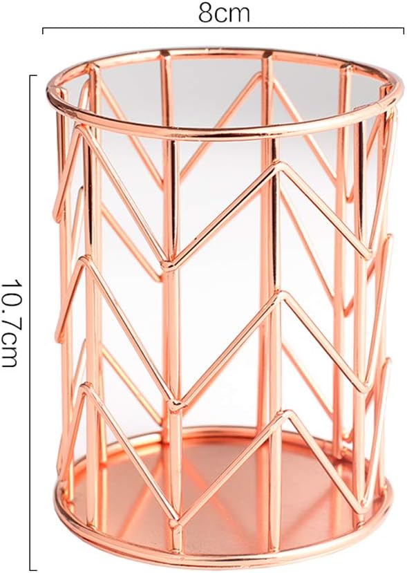 Pen Holder for Desk, Make Up Brush Holder Rose Gold Metal Wire Pencil Cup Holders