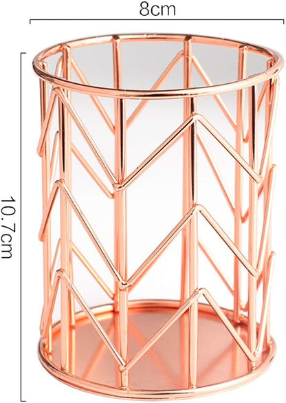 Pen Holder for Desk, Make Up Brush Holder Rose Gold Metal Wire Pencil Cup Holders