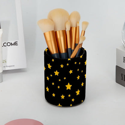 Leather Pen Holder for Desk, Love Cherry Pencil Organizer Pencil Cup Desk Decor Makeup Brush Holder Multifunctional Office Supplies for Home,Office, School