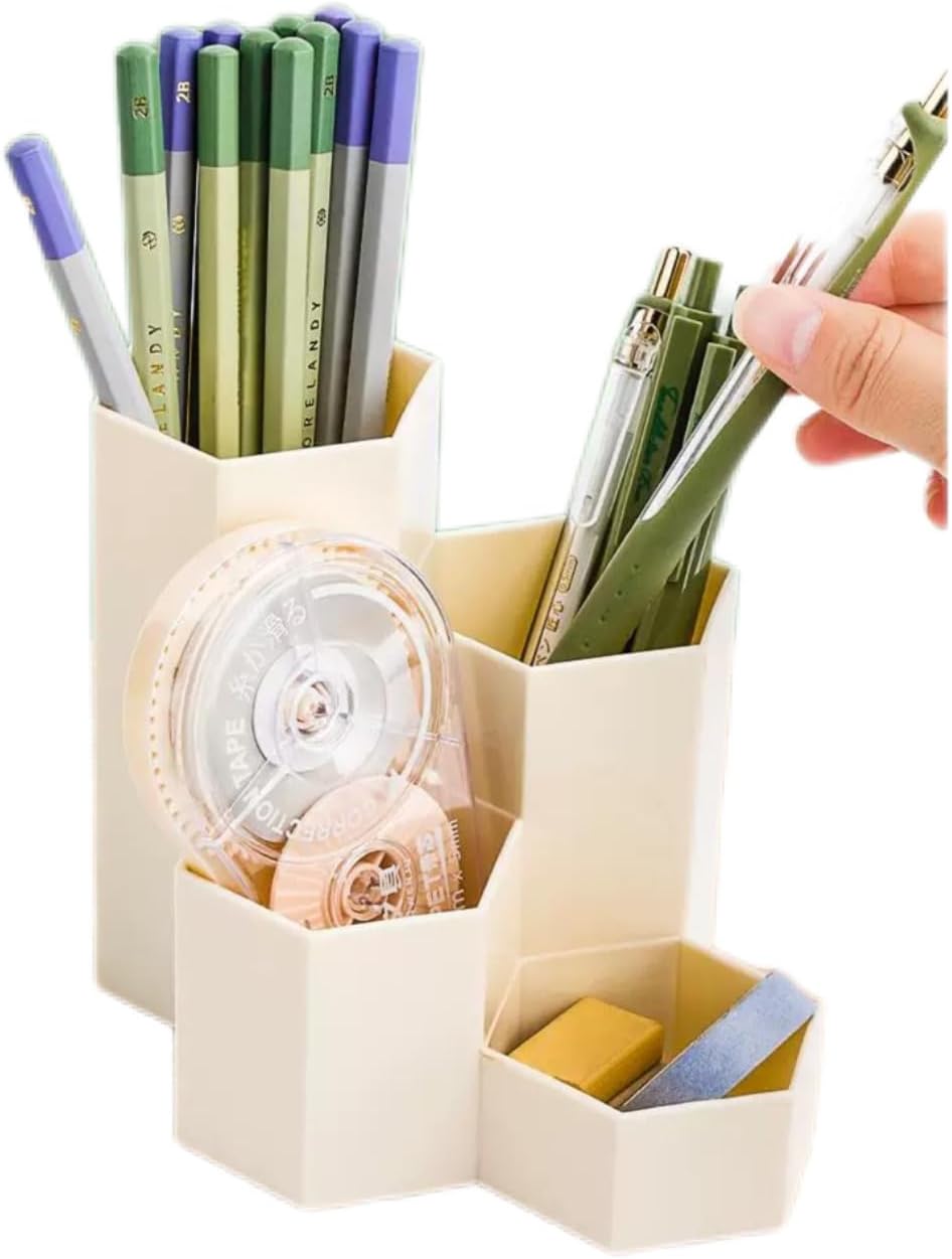 Pencil Organizer Pen Holder for Desk Pens Cup Small Desk Organizer Cute Pen Holder for Office,School and Home (White, 3)